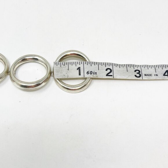 Vintage K&L 835 Silver Modernist Chunky Circle Link Bracelet German Mid Century - Picture 3 of 9